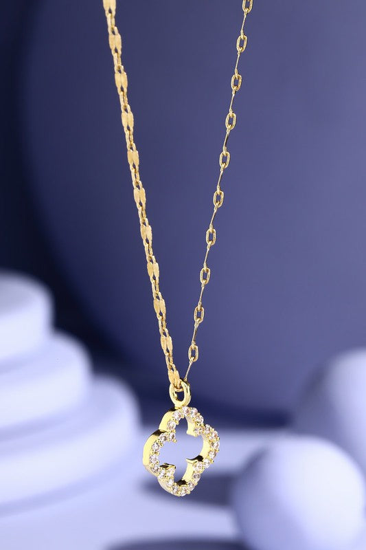 Crystal Clover Necklace | 18K Plated