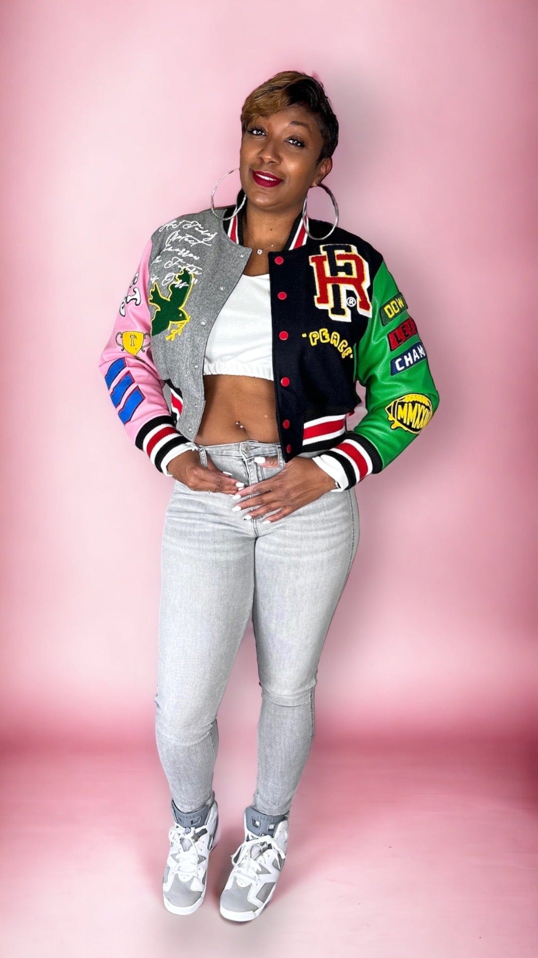 “LGC” Varsity Cropped Jacket - SwishHer