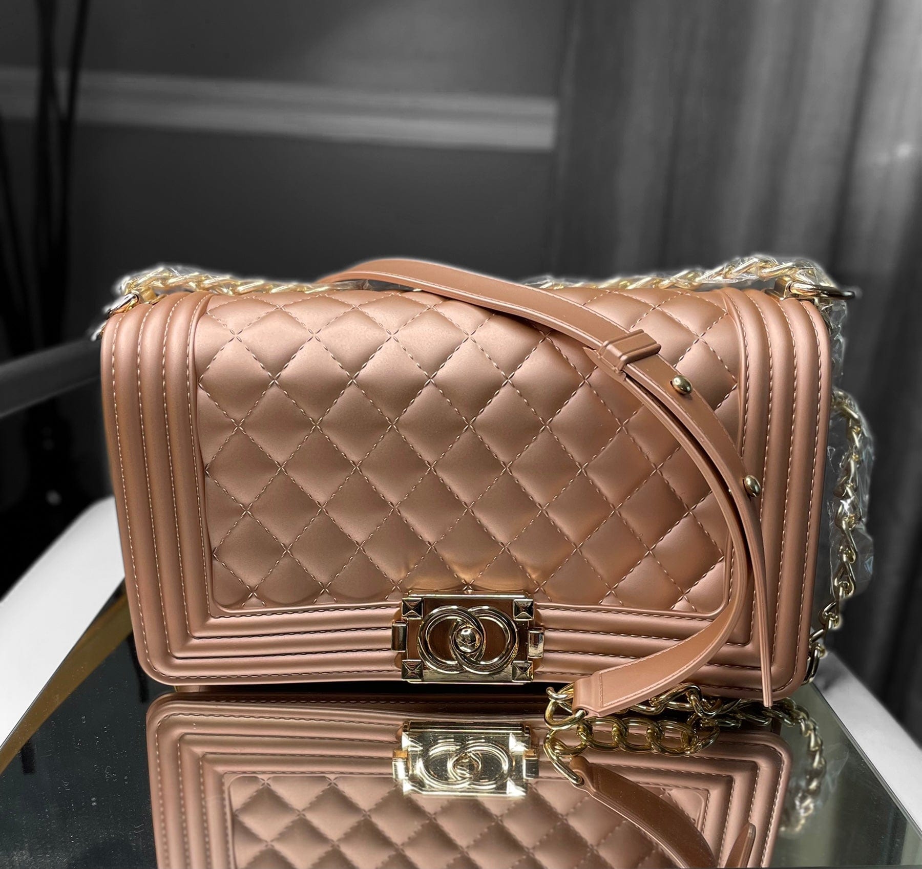 Crossbody Big Jelly Bag Rose Gold SwishHer