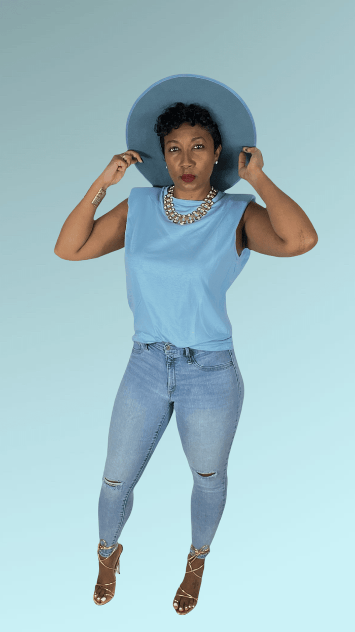 Sleeveless Shoulder Pad Top - SwishHer