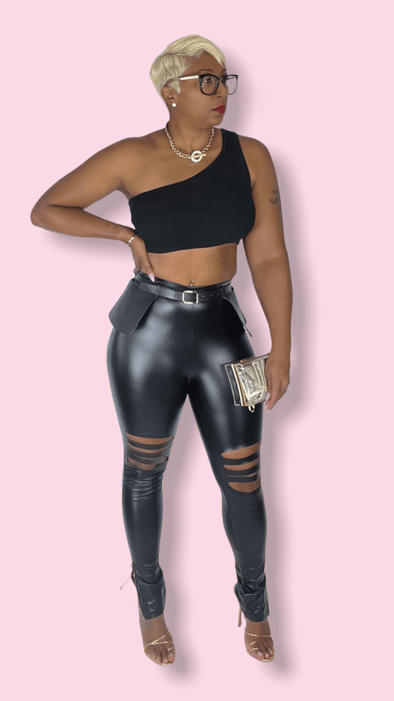 “Leila” High Waist Vegan Skinny Pants - SwishHer