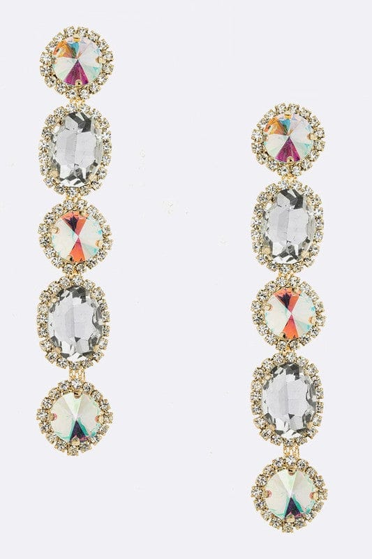 Crystal Oval Drop Earrings - Gold - SwishHer