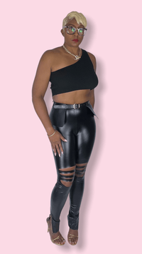 “Leila” High Waist Vegan Skinny Pants - SwishHer