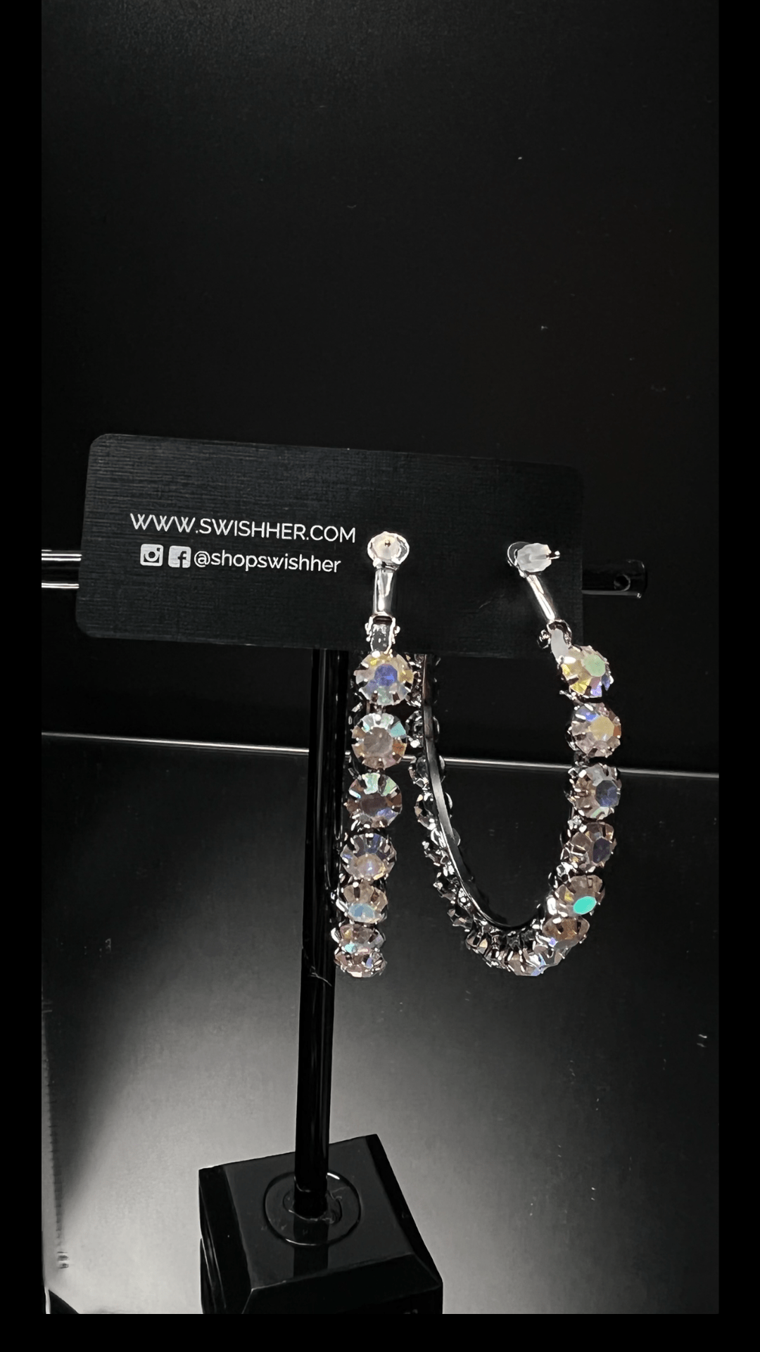 Rhinestone Hoops - Silver - SwishHer