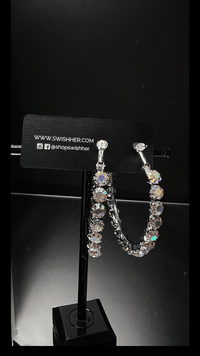 Rhinestone Hoops - Silver - SwishHer
